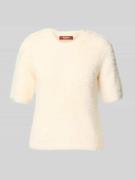 Max Mara Studio Slim Fit Pullover mit Perlenbesatz in Weiss, Größe L