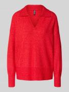 Pieces Regular Fit Strickpullover mit Wollanteil Modell 'MALOU' in Rot...