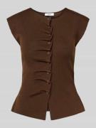 SUNCOO PARIS Strickshirt mit Rüschen Modell 'PAGNI' in Dunkelbraun, Gr...