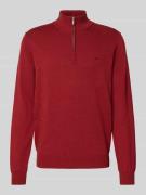 Fynch-Hatton Strickpullover mit Troyer-Kragen in Dunkelrot, Größe M