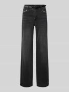 ZABAIONE Wide Leg Jeans mit Gürtel in Dunkelgrau, Größe 34