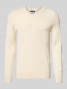 Christian Berg Men Strickpullover aus Woll-Mix mit V-Ausschnitt in Ecr...