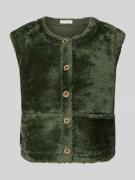 Christian Berg Woman Weste aus Kunstfell mit Rundhalsausschnitt in Oli...