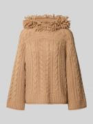 Marc Cain Wollpullover mit Zopfmuster in Camel, Größe 36