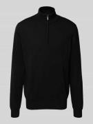 Fynch-Hatton Strickpullover mit Troyer-Kragen in Black, Größe L