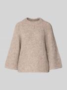 FREE/QUENT Strickpullover mit gerippten Abschlüssen in Sand, Größe M