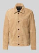 Strellson Regular Fit Lederjacke aus echtem Ziegen-Velours Modell 'FLI...