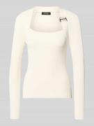 Lauren Ralph Lauren Longsleeve mit Label-Detail in Ecru, Größe L