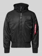 Alpha Industries Bomberjacke mit Kapuze und Label-Stitching in Black, ...