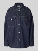 Gina Tricot Oversized Hemdbluse in Denim-Optik in Jeansblau, Größe M