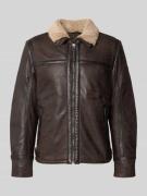 Gipsy Lederjacke aus Schafsnappa mit Reißverschlusstaschen in Dunkelbr...