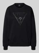 Guess Sweatshirt mit Rundhalsausschnitt und Label-Stitching in Black, ...