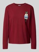 Jake*s Casual Pyjama-Oberteil mit Motiv-Print in Bordeaux, Größe XL