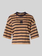 Smith and Soul Cropped T-Shirt mit Label-Stitching in Beige, Größe M