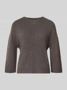 Oui Relaxed Fit Pullover mit Alpaka-Anteil in Strick-Optik in Dunkelbr...