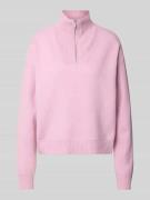Pieces Regular Fit Pullover mit Troyer-Kragen Modell 'OREE' in Rosa, G...