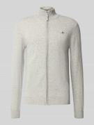 Gant Strickjacke mit Reißverschluss in Mittelgrau Melange, Größe L