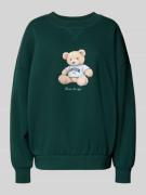 Review Oversized Sweatshirt mit Label-Print in Dunkelgruen, Größe S