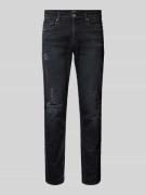 Replay Straight Fit Jeans im Destroyed-Look Modell 'GROVER' in Black, ...