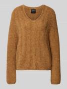 Marc Cain Strickpullover mit V-Ausschnitt in Camel, Größe 36