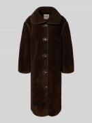 Neo Noir Mantel aus Teddyfell Modell 'Carmen' in Dunkelbraun, Größe 34