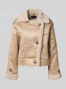 Only Regular Fit Jacke in Velours-Lederoptik Modell 'YLVA' in Sand Mel...