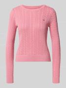 Tommy Jeans Regular Fit Strickpullover aus reiner Baumwolle in Pink, G...