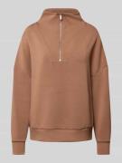 Fynch-Hatton Oversized Sweatshirt mit Troyer-Kragen in Hellbraun, Größ...