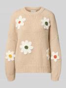 Apricot Strickpullover mit gerippten Abschlüssen in Sand, Größe L