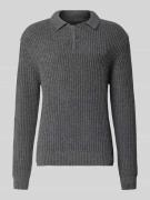 JAKE*S STUDIO MEN Strickpullover mit Kentkragen in Dunkelgrau Melange,...
