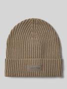 CK Calvin Klein Strickmütze mit Kaschmir-Anteil und Label-Patch in Cam...