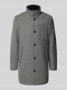 Tom Tailor Regular Fit Wollmantel mit Stehkragen in Anthrazit, Größe L