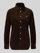 Polo Ralph Lauren Hemdbluse mit Label-Stitching in Schoko, Größe 42