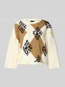 Marc Cain Strickpullover mit gerippten Abschlüssen in Ecru, Größe 34