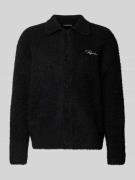 Pegador Cardigan aus Effektgarn mit Label-Stitching in Black, Größe L