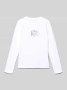 Guess Longsleeve mit Label-Print in Weiss, Größe 128