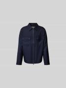 Wood Wood Hemdjacke mit Zweiwege-Reißverschluss in Blau, Größe L
