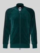 adidas Originals Slim Fit Sweatjacke mit Logo-Stitching in Dunkelgruen...