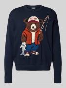 REVIEW Strickpullover mit Motiv-Print in Marine, Größe S