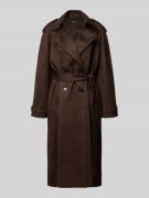 Gina Tricot Trench Coat mit Umlegekragen Modell 'Suede' in Dunkelbraun...
