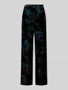 Marc Cain Wide Fit Hose aus Samt im Allover-Look in Dunkelgruen, Größe...