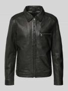 Gipsy Lederjacke mit Reißverschluss Modell 'Vintage Short' in Anthrazi...