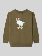 Blue Seven Sweatshirt mit gerippten Abschlüssen in Oliv, Größe 128