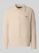 Pegador Strickjacke mit Umlegekragen und Label-Stitching in Ecru, Größ...