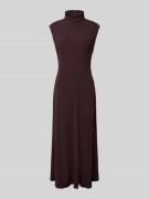 Mango Maxikleid mit Stehkragen in Dunkelbraun, Größe L