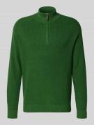Fynch-Hatton Strickpullover mit Troyer-Kragen und Label-Stitching in G...