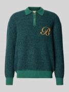 BLKVIS Strickpullover mit Polokragen in Dunkelgruen, Größe S