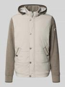 bugatti Regular Fit Strickjacke mit Kapuze in Sand, Größe L