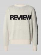 REVIEW Strickpullover mit Rundhalsausschnitt in Ecru, Größe L