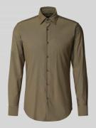 BOSS Slim Fit Businesshemd aus Twill Modell 'HANK' in Oliv, Größe 38